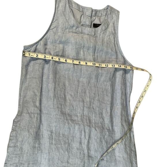 J. Crew Light Blue Sleeveless 100% Linen Tunic Dress Pockets Preppy Size Small - Picture 9 of 10